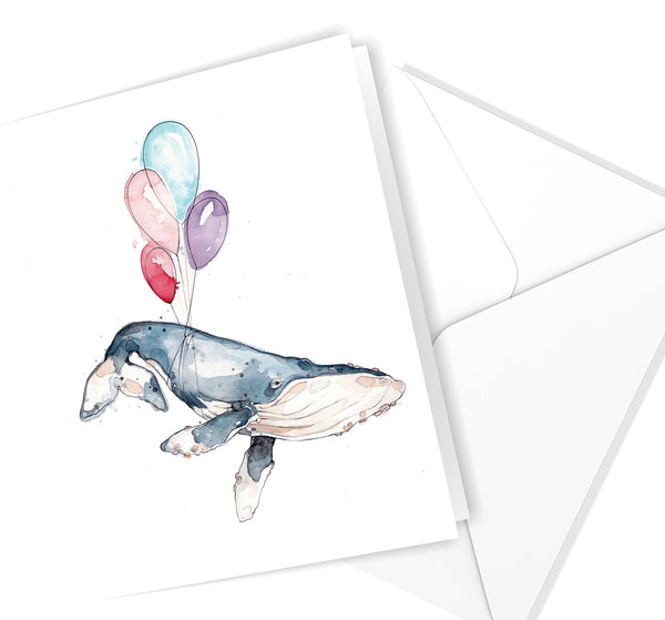 Carte de souhaits Baleine aux ballons