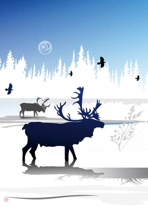 Carte de souhaits Le caribou en hiver - arloca