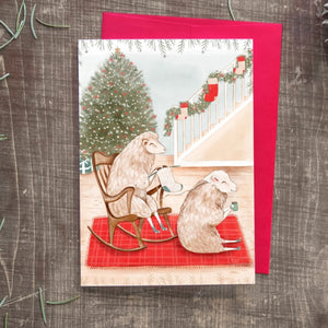 Carte de vœux Tricoter les bas de laine - arloca