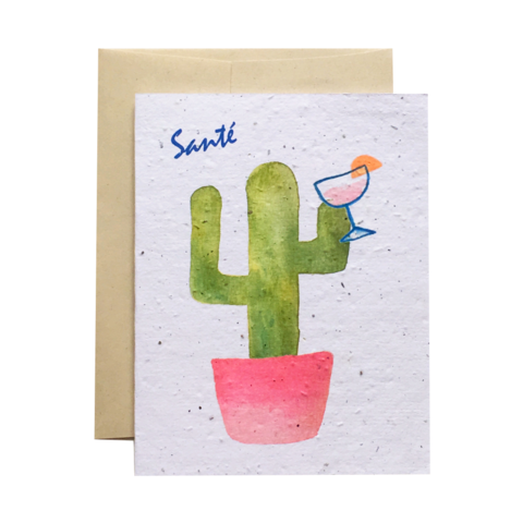 Carte Happy cactus Français - arloca - conçu au canada - fabriqué au canada