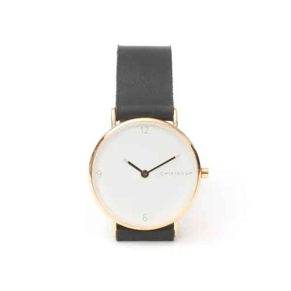 Montre pour femme or noir/crème