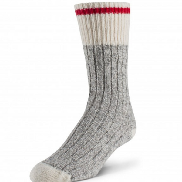 Classic grey/red mid-calf wool socks