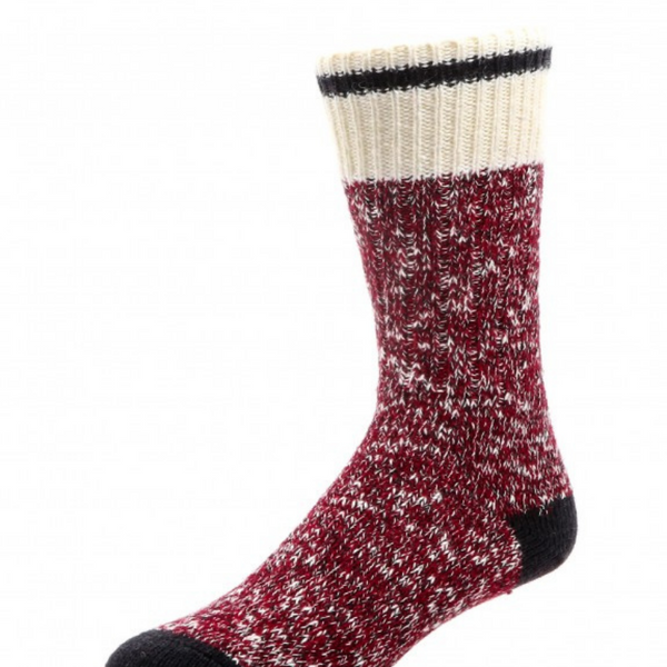 Marbled wool stockings mid-calf red/black