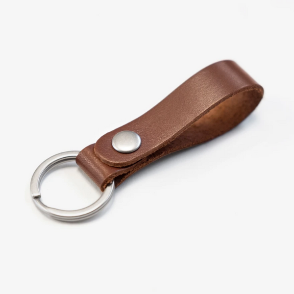 Porte-clés en cuir brun