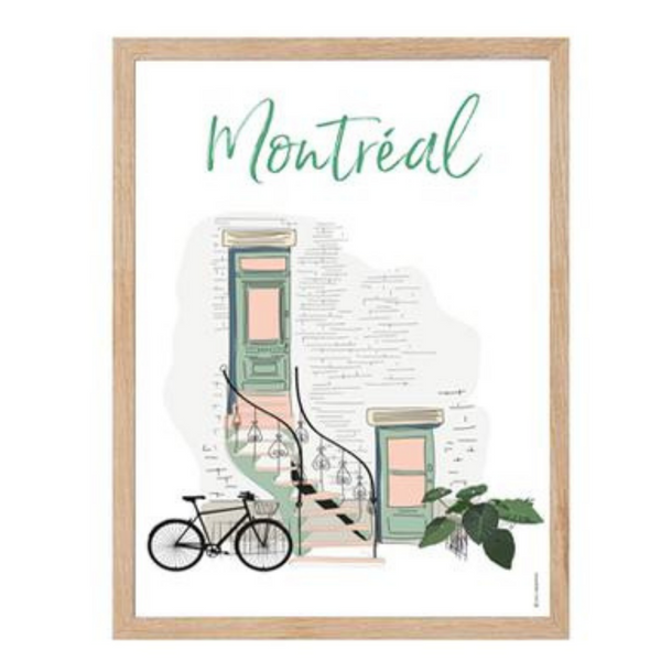 Affiche Montréal escalier au printemps
