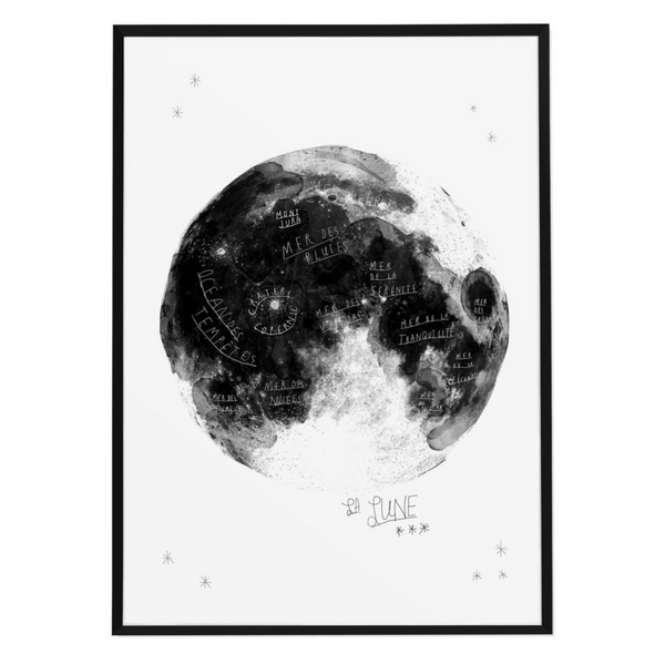 Affiche carte de la lune 24"x36"